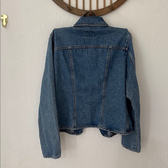 Vintage Faconnable Medium 100% Cotton Fitted Denim Jacket Light Waist Flare - Picture 6 of 9